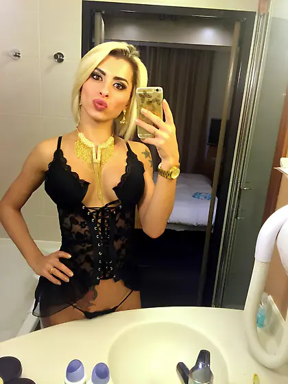 Marina Ambrosio in Black Lingerie