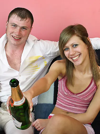 Rita has some champagne