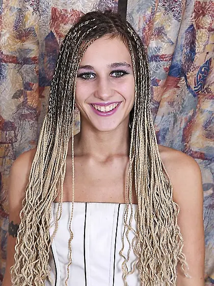 Tanned blonde Madonna P. with hot booty and hairy twat playing w