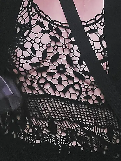 Slut Showing-Off Outside in See Through Dress