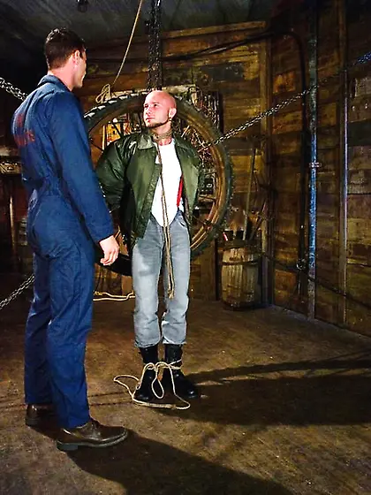 Bald tattooed slave gay