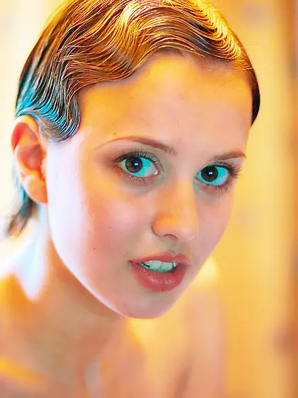 Petite cutie Hilary A caresses her naked body with fur while str