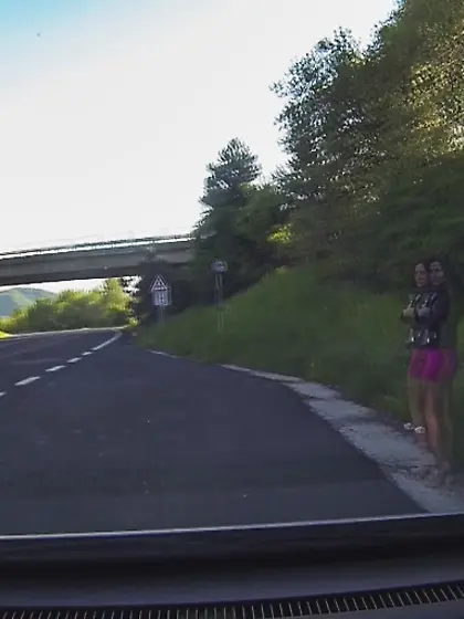 Brunette purple dress fucked