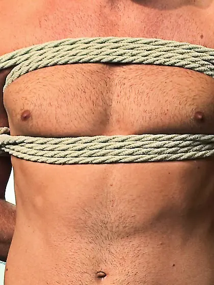 Handsome dude with a big dick gets tied up