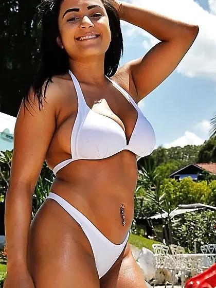 Playful big tits bikini