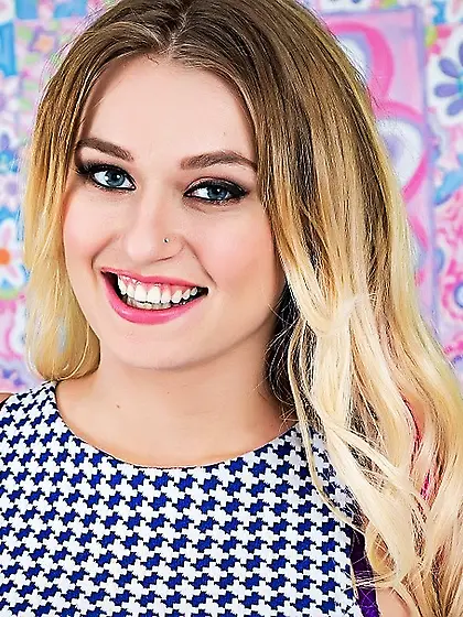 Cheerful blonde fingered fucked