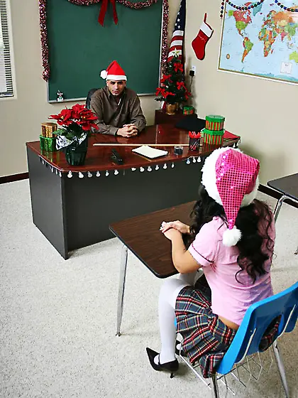 Cute brunette student pink