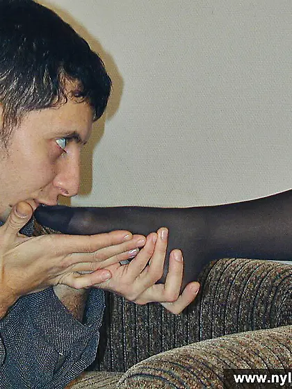 Pantyhose wearing girl fucked on a coach