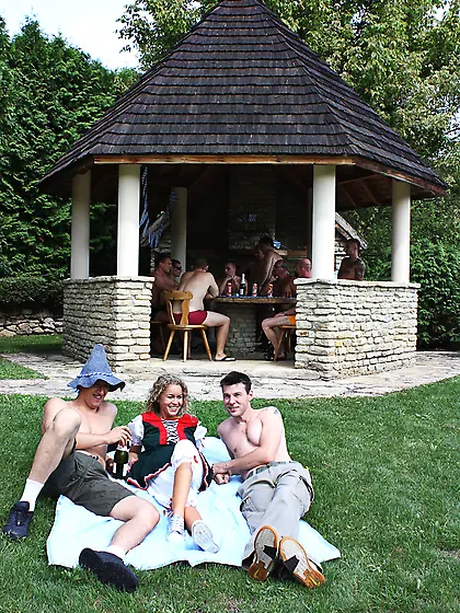 Randy blond gets gang bang fucked and cum...