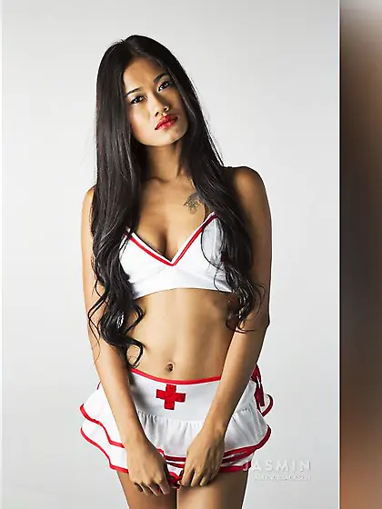 Athletic asian oil dildo