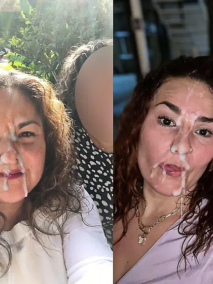 Mom/Aunt cumfacial fake side by side