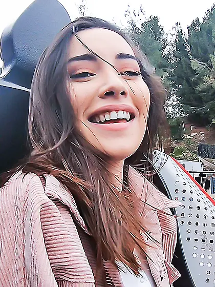 Pretty brunette Aria Lee sucks and rides hard pecker in POV