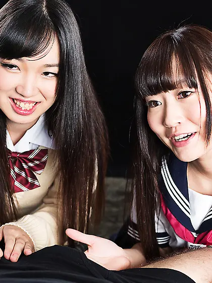 Handjob and lots of teasing from horny Asian hotties in HQ