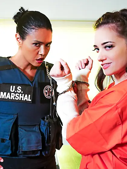 Nasty brunette prisoner seducing