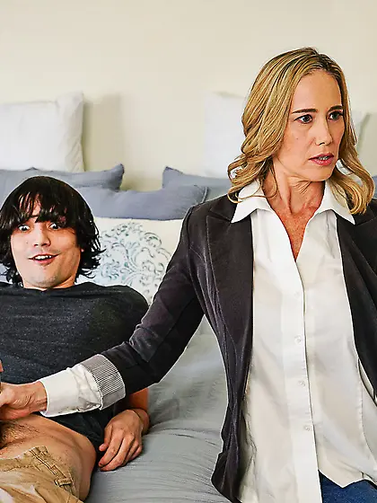 Lilly James hops on stepson's cock and rides it with her butthol