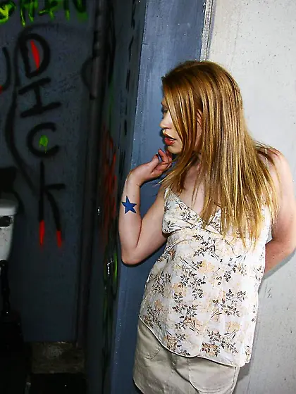 Naughty teenager Madison Young shows the mouth filled with sperm