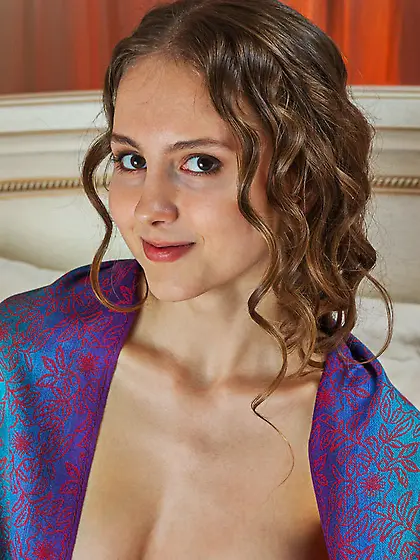 Brunette babe colorful shawl