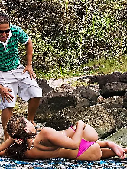 Hardcore beach handjob