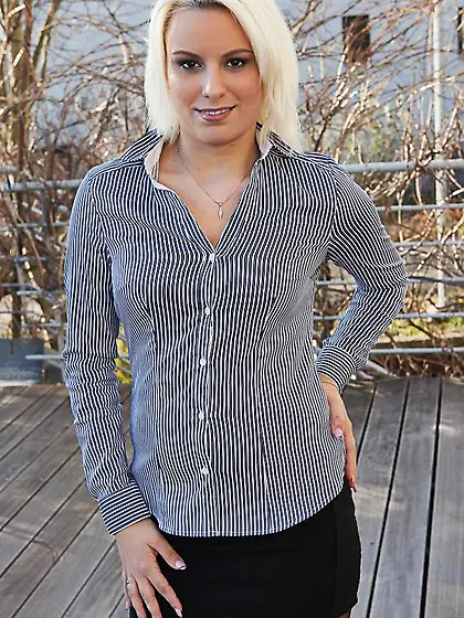 Confident office blonde Lucy Shine is here to take dick