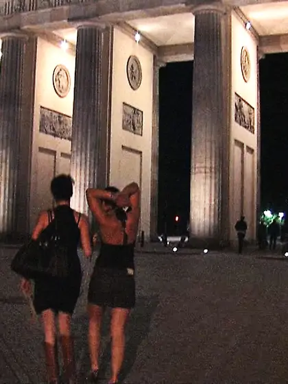 Girls wrists cuffed nighttime