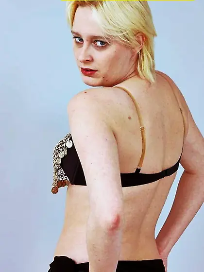 Photo shoot with blonde cum slut Dany Sun as a belly dancer