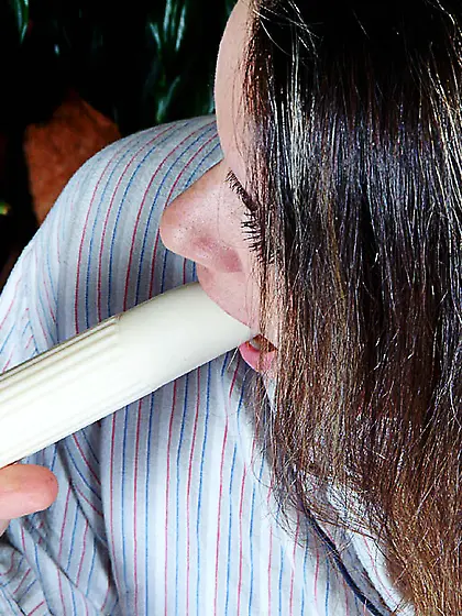 Brown haired cutie Cherry Lane  fills her amazingly pink hole wi