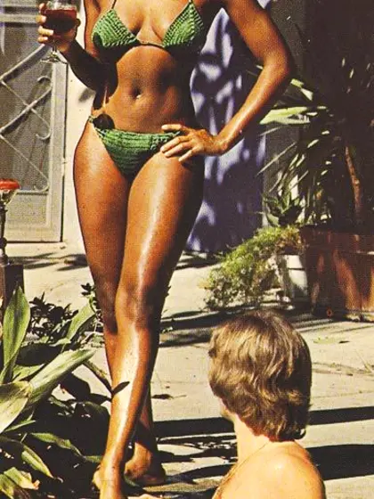 Black seventies lady enjoys