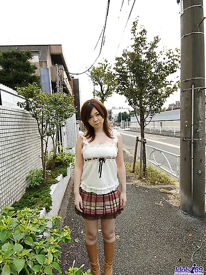 Bosomy Asian girl Nami Ogawa shows panty up skirt and the hot na