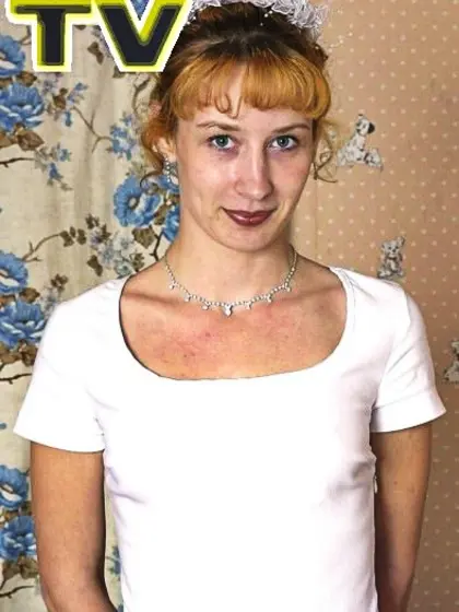 Blonde teen white dress