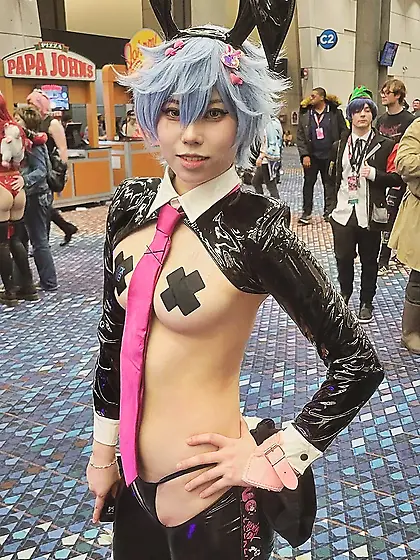 Great tits on anime cosplay woman