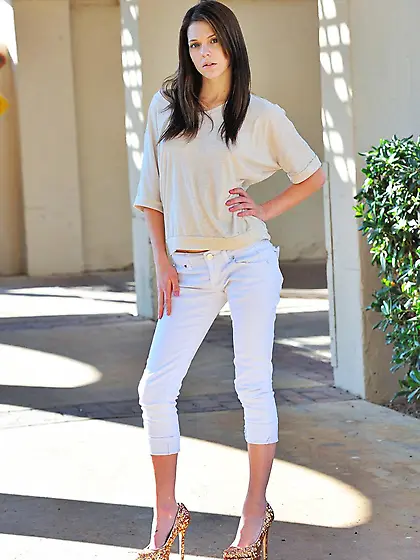 Brown haired teen cutie Kiera Winters with perky tits bares it a