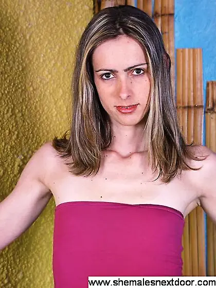 Skinny white tranny posing