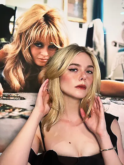 Elle Fanning in a black dress