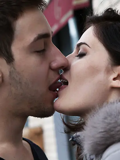 Brunette with a smooth snatch doe BF on a...