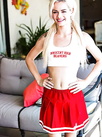 Skinny love in white socks and sneakers never stops smiling gett