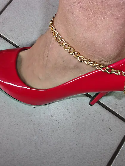 Rubbing cock with my heels on