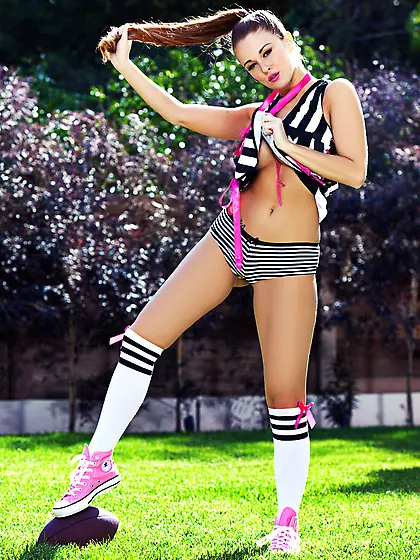 Football hottie wearing pink