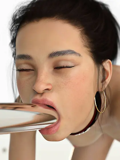 Meatgirl impaled in a lifter,  ready for transport