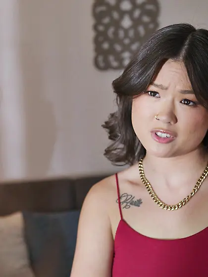 Wavy-haired Asian girl Lulu Chu gets eaten out and screwed in be