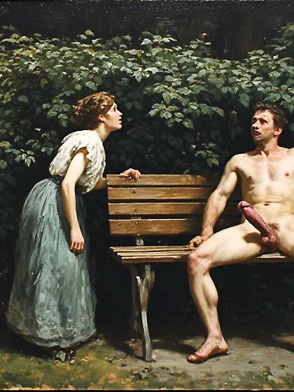 Woman approches nasty men in park