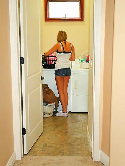 Alexia Rae strips her blue denim shorts off and takes a ride on