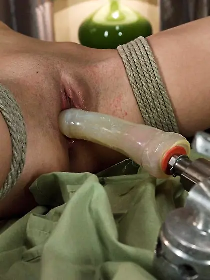 Brunette gal tied ready