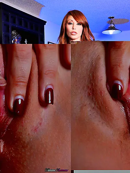 Busty redhead Monique Alexander slips out of her elegant dress a