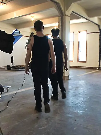 Young man tied sucked