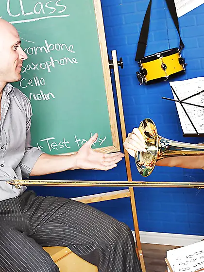 American busty music teacher