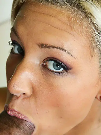 Remarkable blonde virgin with blue eyes can satisfy guy without