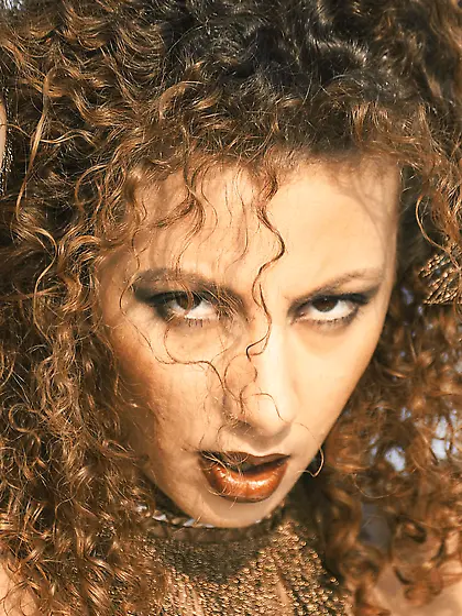 Babe takes off white dress to show boobs with the snake coming d