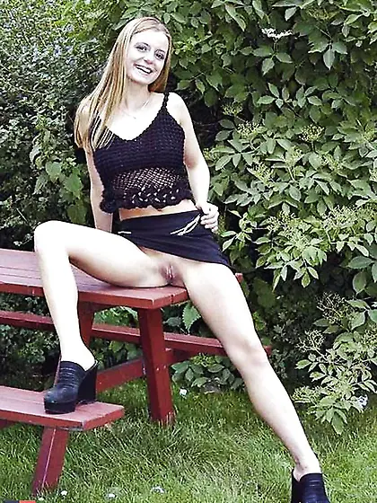 Upskirts on a bench - N.  C.