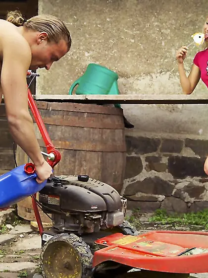 Horny blonde slut Carla Cox screams very loudly as she rides on