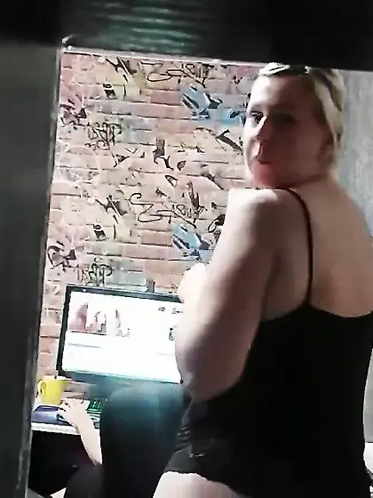 Son with the aunty in her garden house